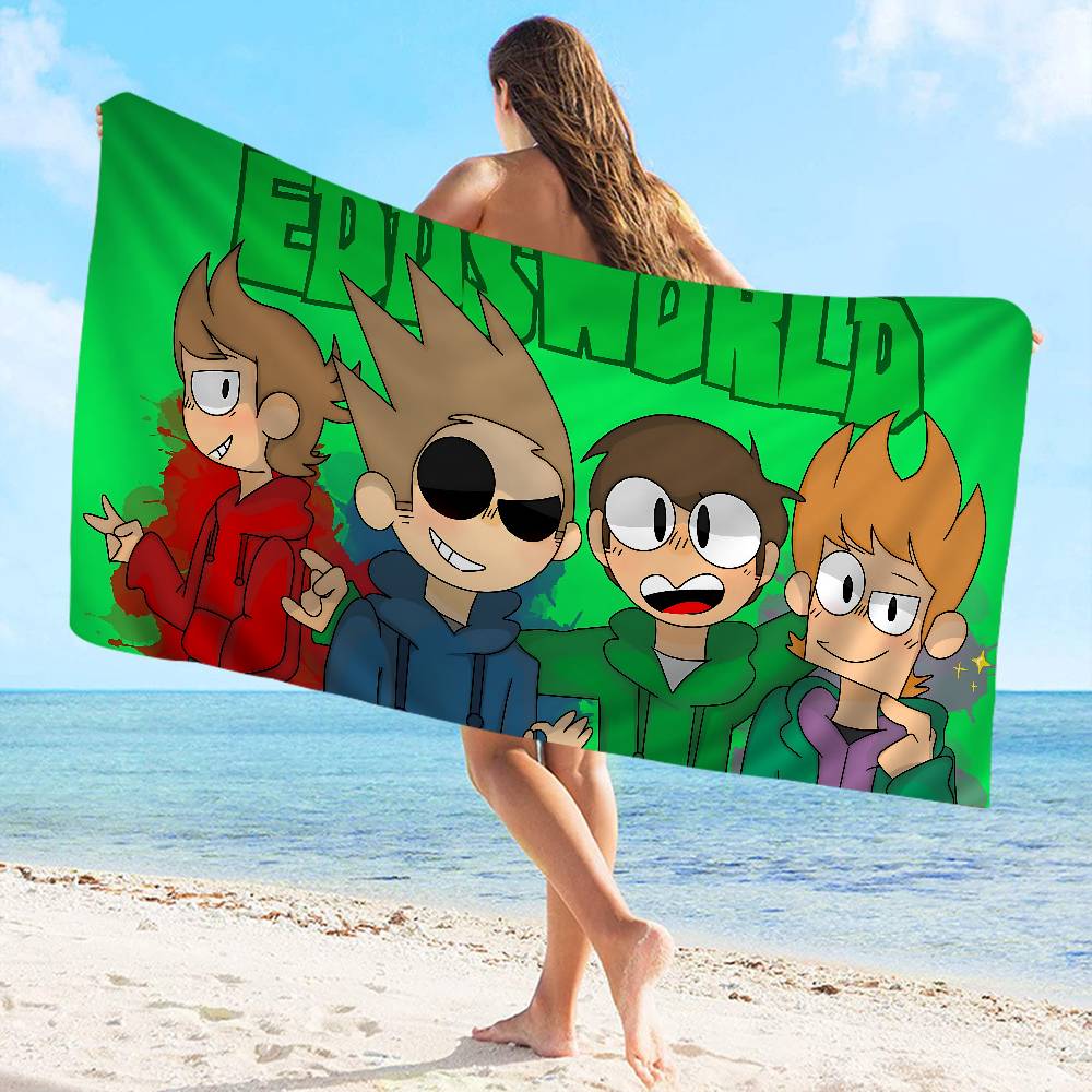 Анимированное одеяло из микрофибры Eddsworld Быстросохнущие пляжные полотенца Большой размер с печатью Супервпитывающее полотенце-одеяло для бассейна