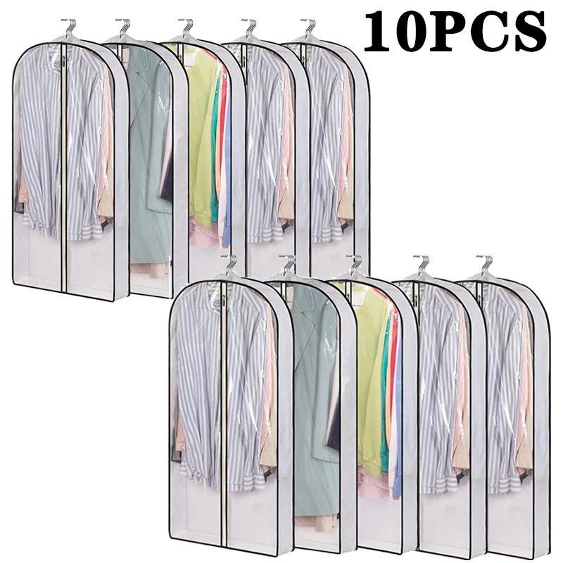 Clothes Dust Cover Storage Clothes Hanging Bag Household Transparent Waterproof Suit Cover Black Wraparound Washable Dust Cover
