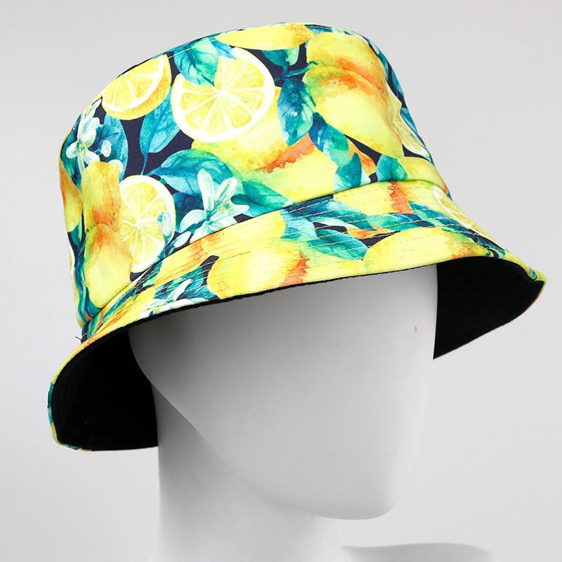 Fruit Patterned Tropical Colorful Basin Hat Reversible Wear Outdoor Protect Sun
