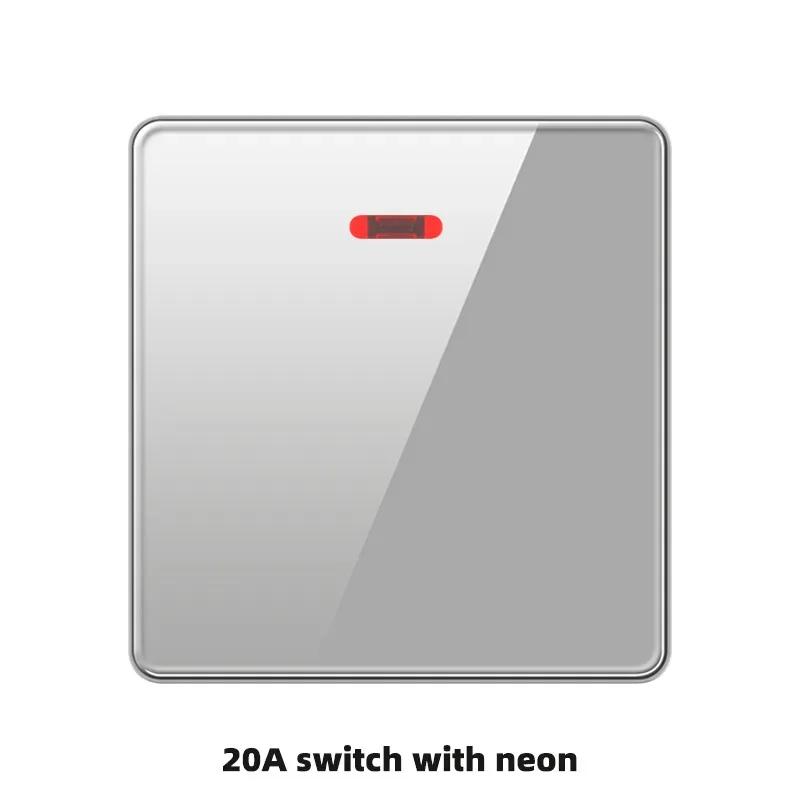 Роскошная серая панель из закаленного стекла, электрическая розетка UK 13A, двойная 5-контактная розетка и выключатель, универсальная настенная розетка USB C EU