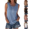 Летняя повседневная однотонная футболка без рукавов с круглым вырезом, маленькая сексуальная футболка с молнией, топ