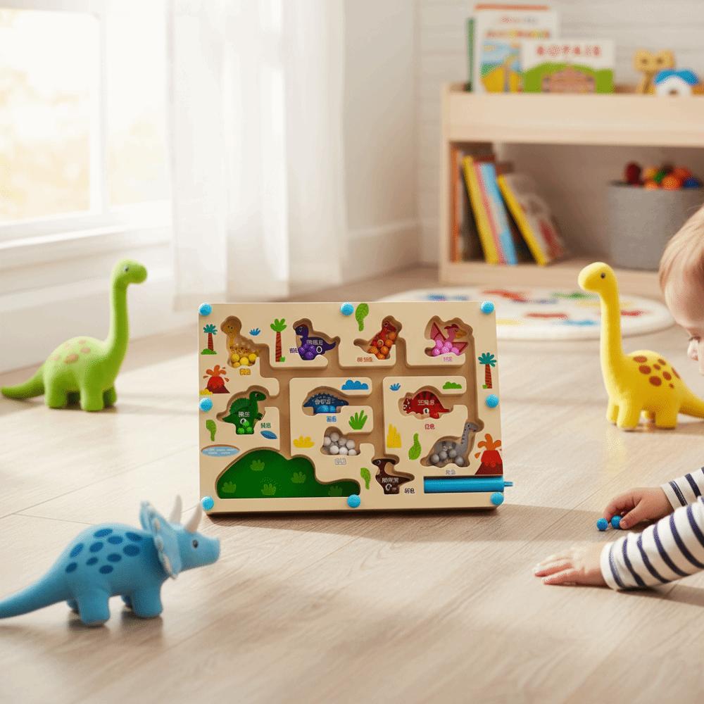 Magnetic Beads Magnetic Maze Toy Color Sorting Montessori Wooden Puzzle For Boys Girls