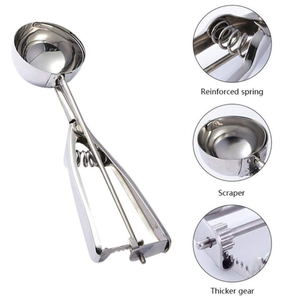 Sale Kitchen Accessories Stainless Steel Spring Handle Mash Potato Scoop Food Grade Ice Cream Spoon