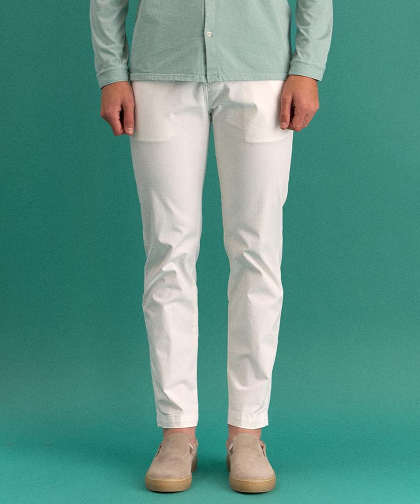 PANICALE White Regular Slim Fit Cotton Pants (Type A)