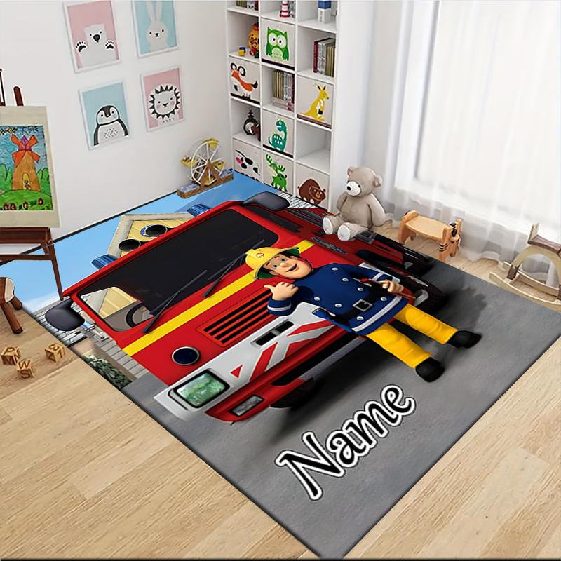 Custom Name Fireman Sam's Adventure Carpet Rug Customizable Soft Washable Anti-Slip Home Living Room Sofa Mats Personalized Rug. 0909274