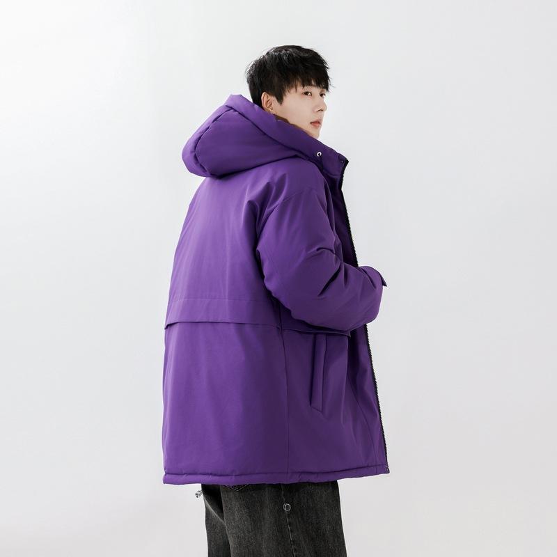 Пуховик мужской средней длины осень-зима с капюшоном новый модный тренд повседневный свободный теплый пиджак для мужчин