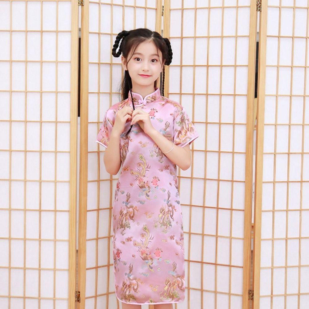 Niche Design Осеннее детское традиционное платье Cheongsam для девочек Ципао в китайском стиле Юбка для девочек