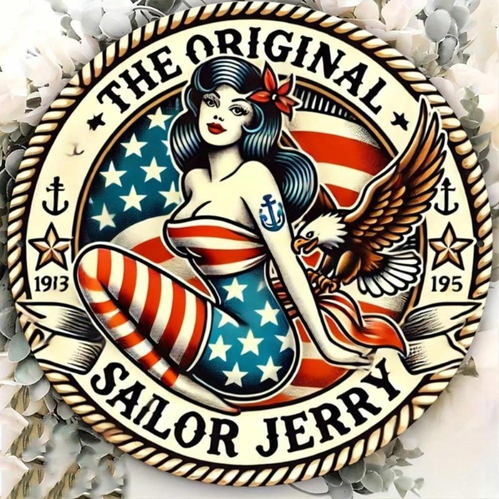 Винтажная металлическая жестяная табличка Sailor Jerry 8x8 дюймов Ретро Настенное искусство Декор для домашнего бара Кухни Мужская берлога