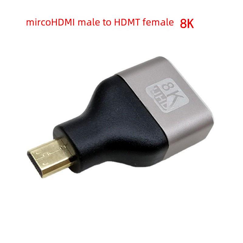 Сквозной адаптер HDMI 2.1, алюминиевый сплав, угол 90°/270°, мини-микрофон, 8K 60 Гц.