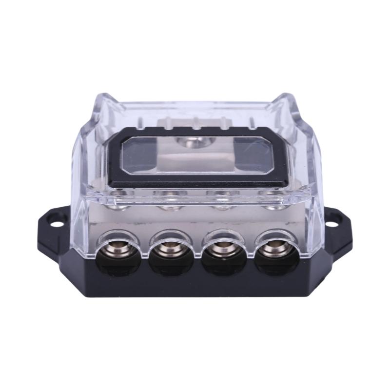 Vehicle Ground Terminal Block Metal Housing with Clear Cover for Amplifier Ground Cable Layout and Wiring Projects