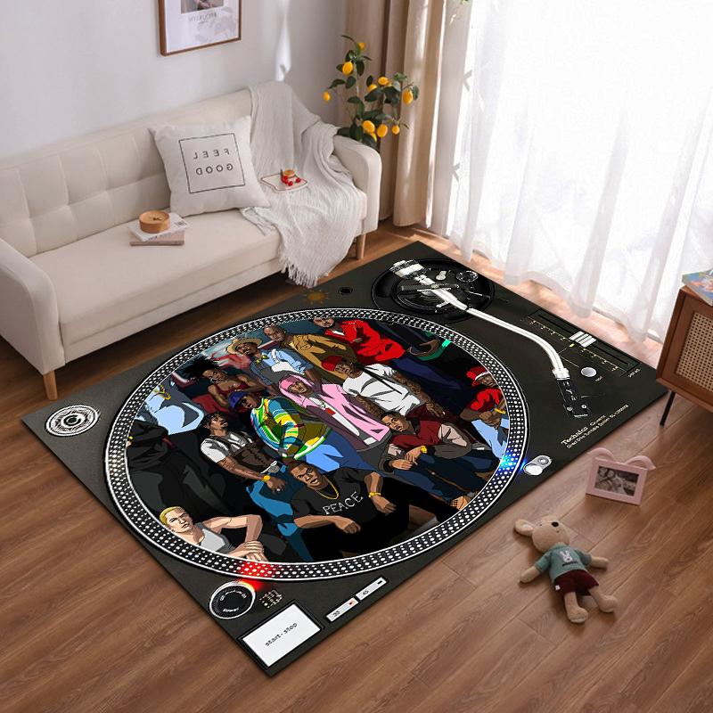 Hip-hop artist group illustration rug Non-slip rug suitable for living room and bedroom sofas