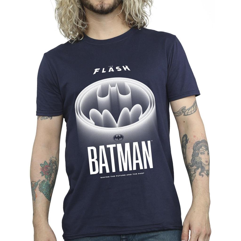 DC Comics Mens The Flash Batman White Logo T-Shirt