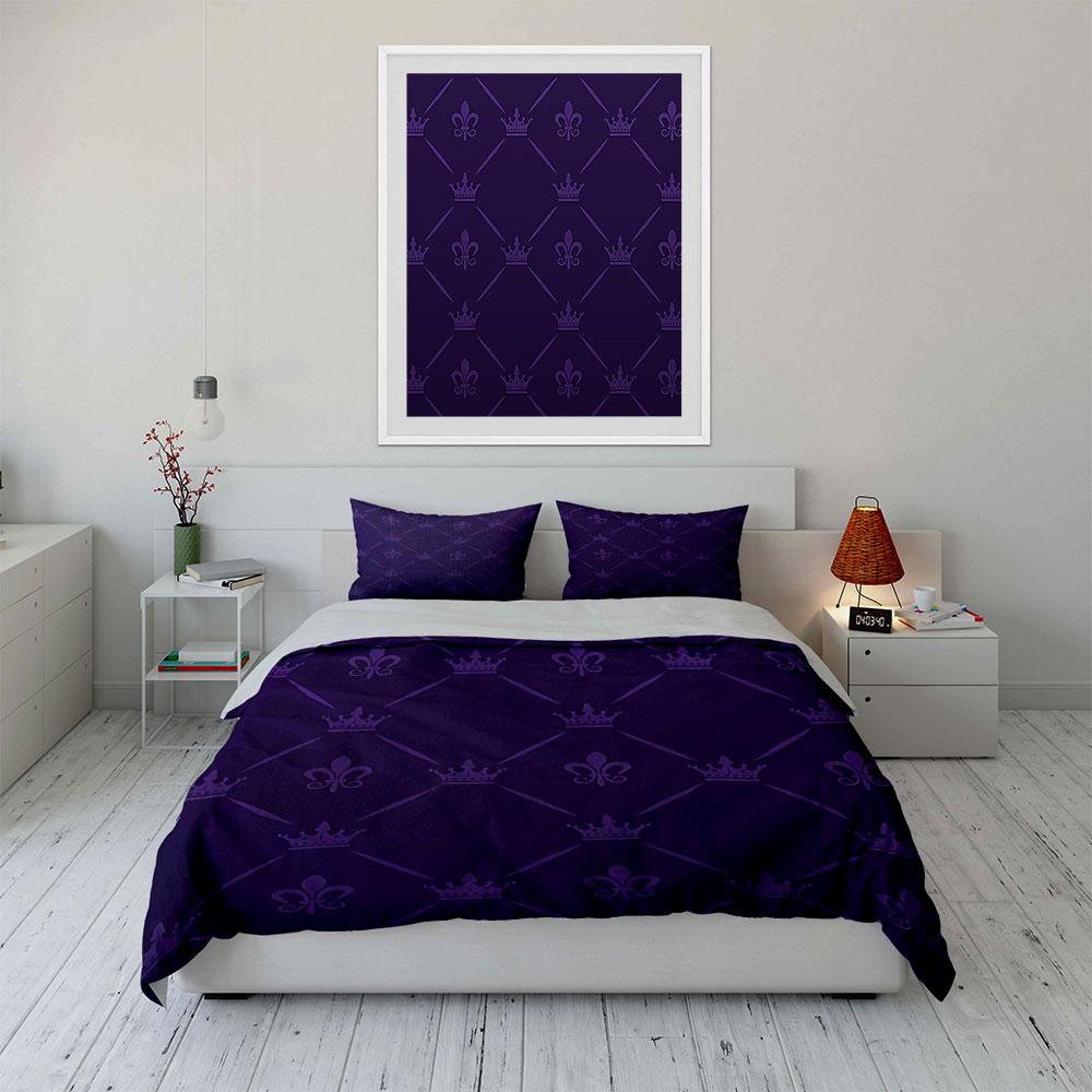 Purple Regal Pattern Design Bedding Duvet Cover Set Duvet Cover Pillowcases (1*Duvet Cover 2*Pillowcases, without duvet insert)
