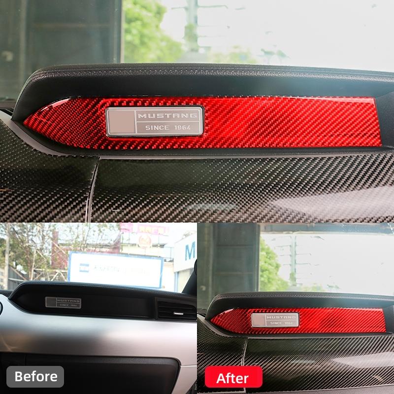 For Ford Mustang 2015-2025 Car Accessories Carbon Fiber Interior Car Dashboard Decoration Strip Sticker Car Styling Trim Cover