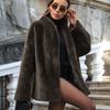 Womens Faux Mink Fur Coat Loose Fit Long Sleeve Mid-Length Fashion Outerwear