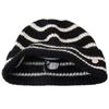 Autumn and winter striped knitted hat women's warm wool hat retro flanged ear protectors stacked hat showing face small winter hat