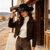 Curved Brim Fedora Hat Big Brim Cowboy Cap Gift Western Top Hat  Outdoor