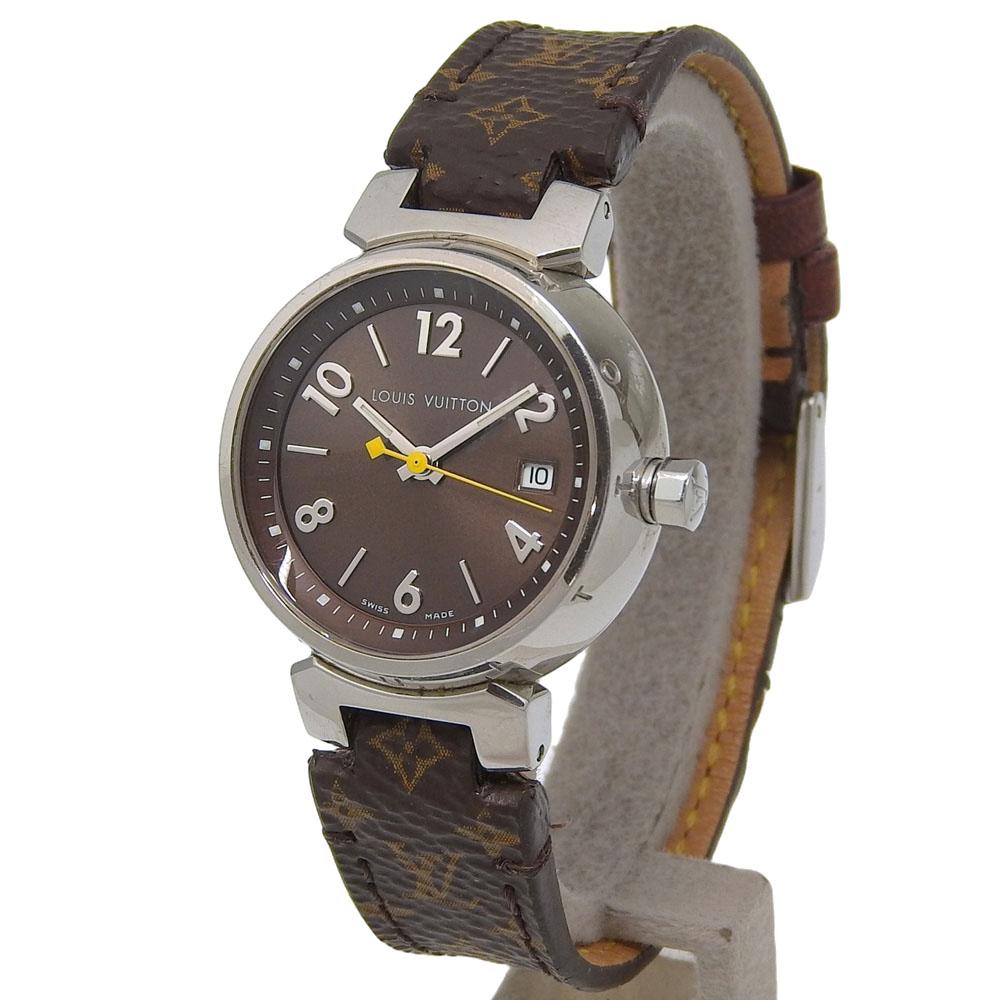 LOUIS VUITTON Tambour Watches Q1211 Monogram bronzeDial Stainless Steel/leather Quartz Analog display Women Used