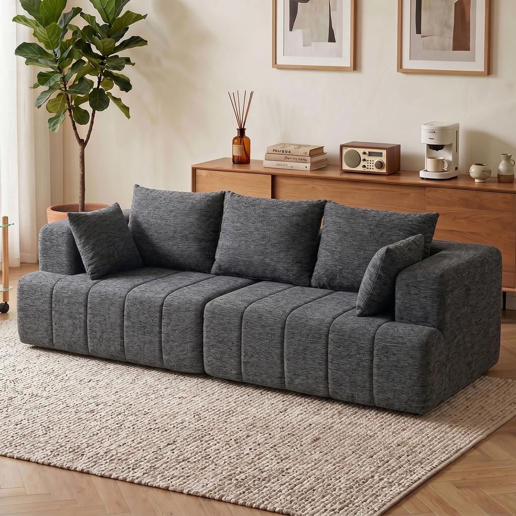 3 Seater Sofa Cloud Sofa Made Of Chenille With Thick Spring Core Cushioning Wide And Deep Seat Wide Armrests Cushions