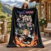 Akaza Demon Slayer Custom Name Flannel Blanket Personalized Soft Warm Plush Throw Blanket Customized Gift for Family Friends