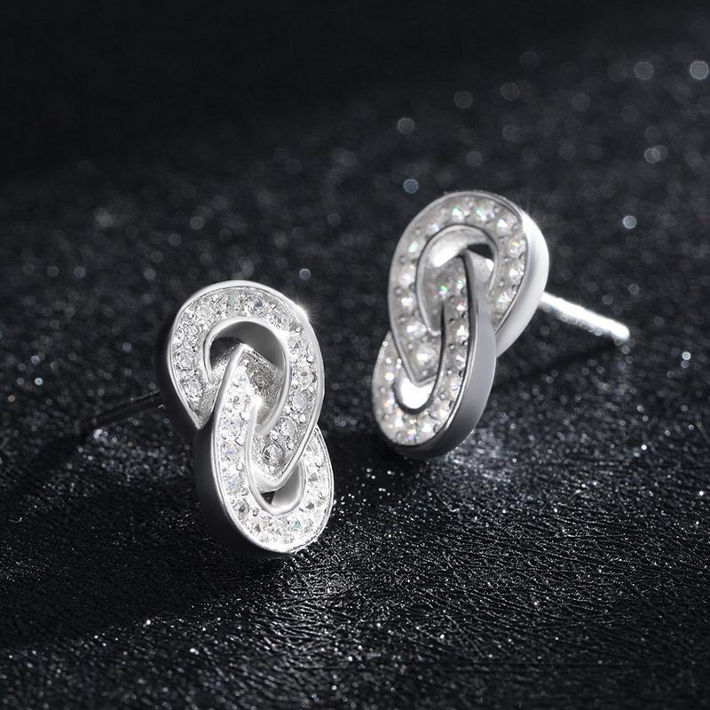 MODIAN Sparkling Double Circle Ear Pins Classic 925 Sterling Silver Stud Earrings For Women Wedding Statement Jewelry Brincos