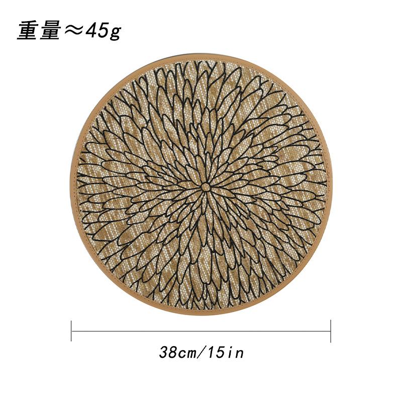 Japanese-style jute paper woven printing table mat leather hemming sewing natural placemat decorative mat modern minimalist style