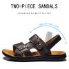 Men's Summer New Sandals and Slippers Men's Leather Sandals Adult Thick-soled Beach Shoes Non-slip Open-toe Leather Sandals