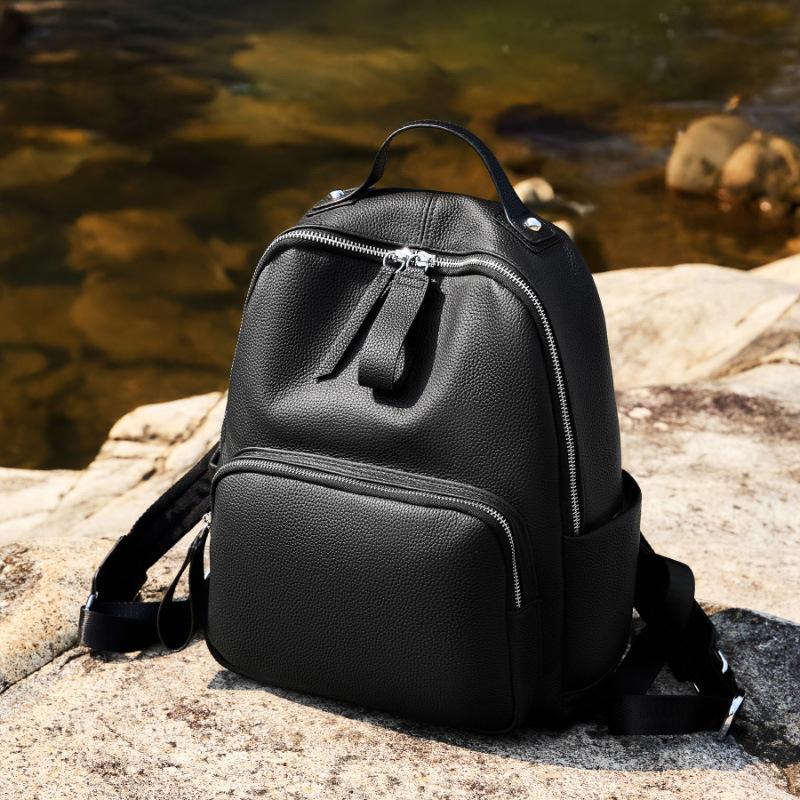 New Top Layer Cowhide Large Capacity Computer Bag Backpack Backpack Casual School School Bag Travel Bag Commuting Women's Bag