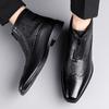 Модные Новые Мужские Остроносые Броги из Лакированной Кожи в Стиле Business Casual, Ботильоны для Мужчин, Зимние, Фирменные Дизайнерские Кожаные Ботинки Челси