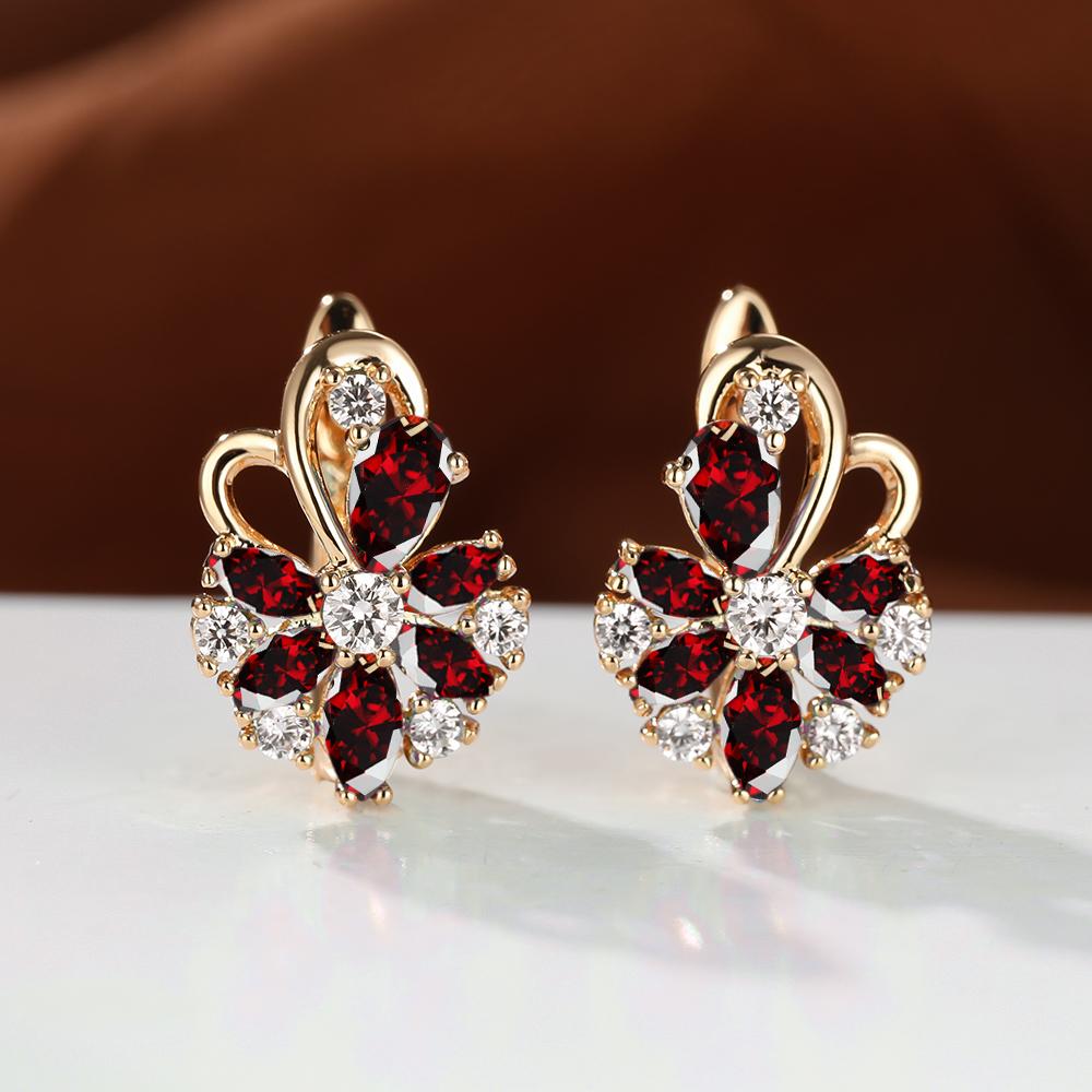 Свадебные серьги из розового золота для женщин, серьги-бабочки, цветочные серьги, радужные многоцветные серьги-кольца