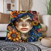 "Bohemian Floral Fantasy Women's Dress"Blanket Flannel Throw Blanket for Sofa, Bed, Travel, Camping, Office, Couch, Chair, And Bed Gift for
