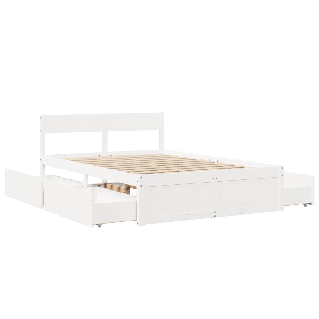 Solid Wood Bed Frame without Mattress White 120x200 cm Pine Wood