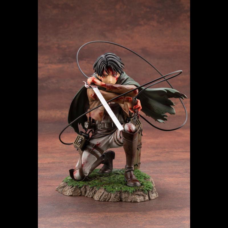 Kotobukiya Атака Титанов Леви Аккерман Аниме Фигурка Поврежденная в бою Кровавая Боевая Коленопреклоненная Поза Коллекционная Статуэтка Аниме Фигурка