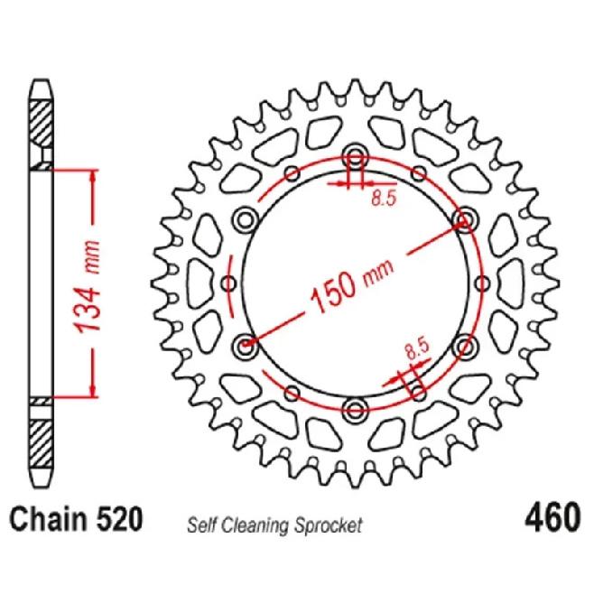 520 Motorcycle Rear Sprocket For Kawasaki KLX250SF 2009-2010 250 D-Tracker KLX250 KLX250R KLX250SR KLX250ES KLX250S 06-20