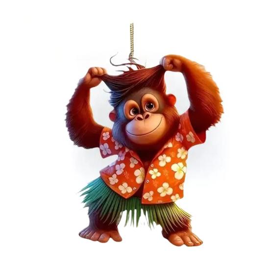 Подвеска в виде орангутана, украшение для зеркала заднего вида с шнурком, легко повесить, 2D, подвесное украшение для интерьера автомобиля