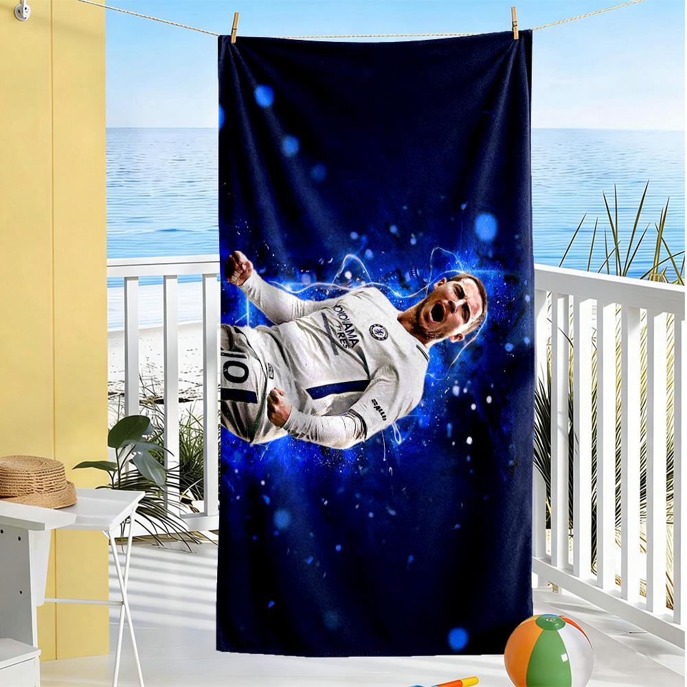 Chelsea Fc Player Portrait Beach Towel Quick-Dry Soft Microfiber Comfortable Lightweight Perfect for Traveling Yoga Camping and Swimming