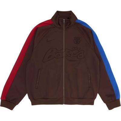 Nike FC Barcelona x Cactus Jack Ретро Куртка-бомбер на молнии Коричневая Унисекс Верхняя одежда FQCJ-WNJ01