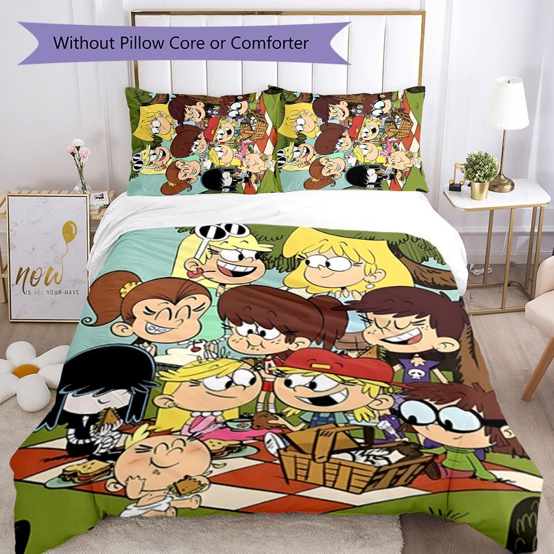 Loud House 3pcs Bedding Set Duvet Cover Closure Includes 1 Duvet Cover & 2 Pillowcases for All Seasons Bedroom Home Dorm Decor