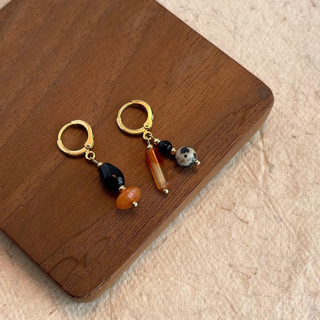 Серьги-подвески оригинального дизайна, этнический стиль, серьги из бисера из натурального камня, серьги в стиле ретро и персонализированные новые серьги в китайском стиле