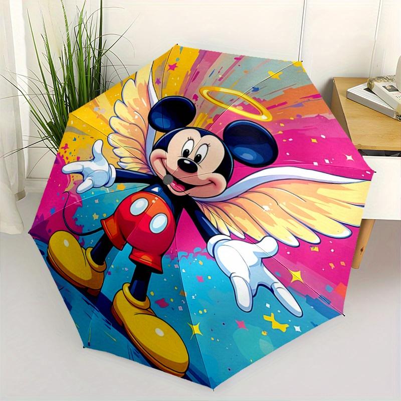 1pc Mickey with Wings Automatic Opening and Closing Umbrella, Lightweight 3-Fold, With Cute Cartoon Characters, Suitable for Home, Outdoor a