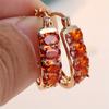 1 Pair Golden Color Oval Cut Red Stone Earrings Women Wedding Drop Earrings Jewelry