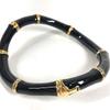 GUCCI 830377  25SS Bamboo Logo Choker Accessory Jewelry Necklace Black/Gold