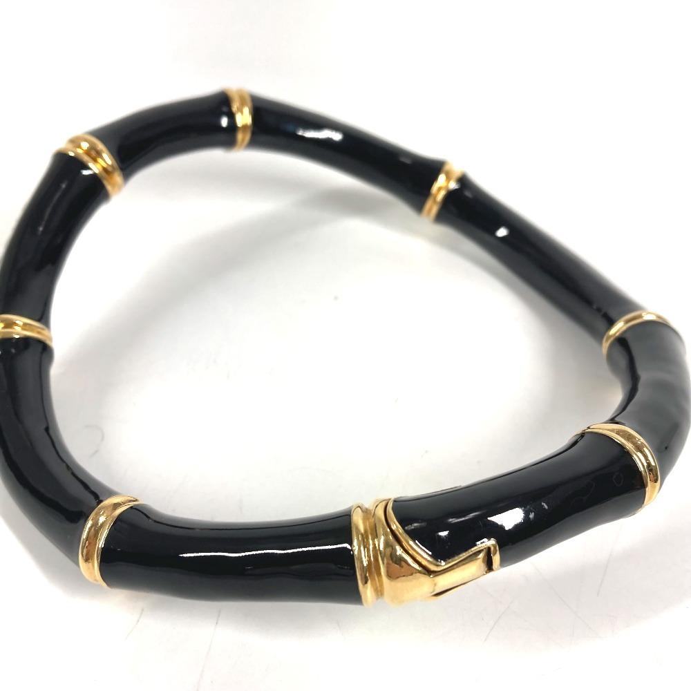 GUCCI 830377 25SS Bamboo Logo Choker Accessory Jewelry Necklace Black/Gold