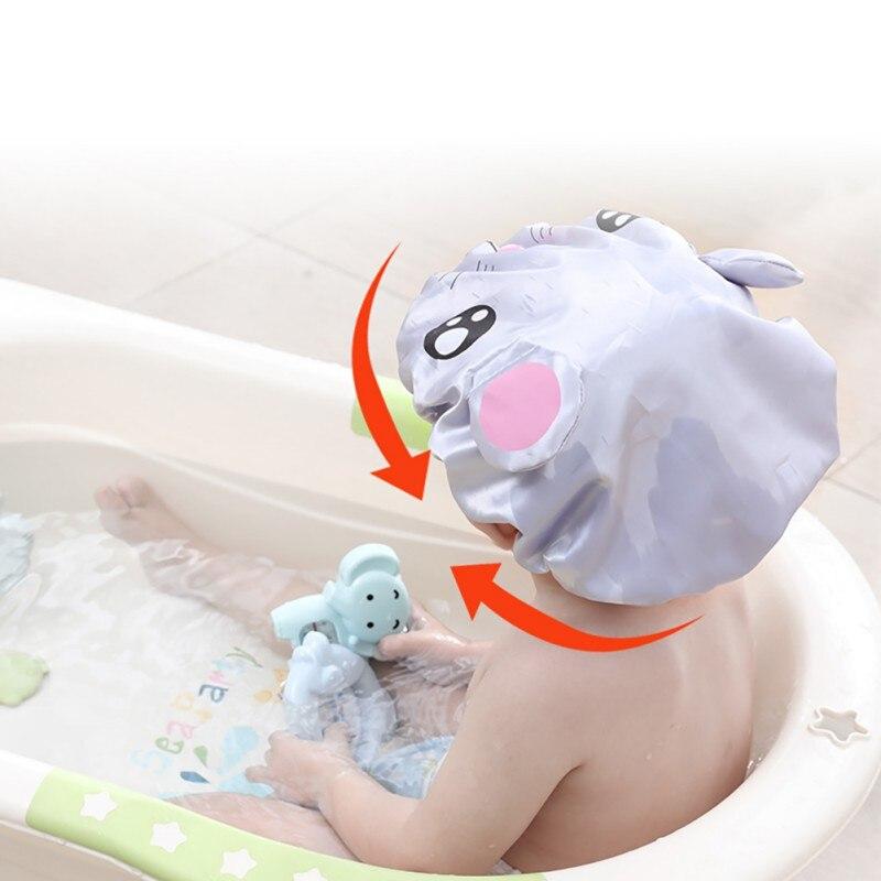 Детская хорошая милая шапочка для ванны с мультяшным принтом, водонепроницаемая эластичная прочная шапочка для душа из ПВХ