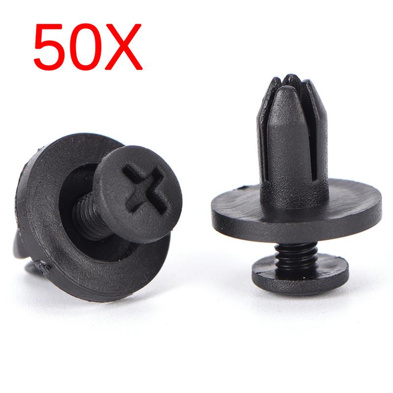 50 шт., 6 мм, фиксатор крыла автомобильного бампера, черные пластиковые зажимы, крепежные детали