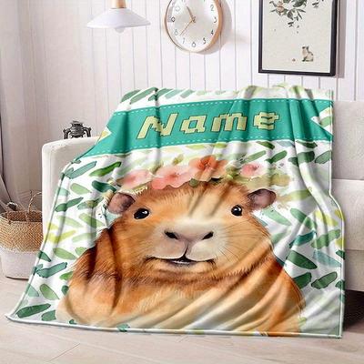 Wreath Of Capibara Customize Your Name Blanket Warm Comfortable And Soft Blankets Are Suitable For Home Lunch Break Blanket Office Sofa Sofa Gift To