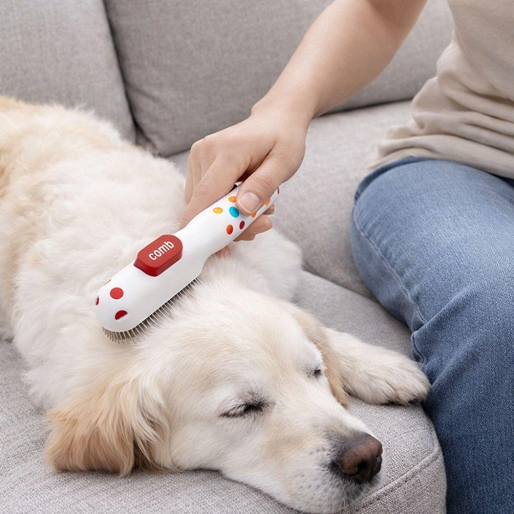 One-Click Depilation Bear Shape Pet Flea Comb Efficient Anti-knot Cat Hair Remover Comb Portable Pet Hair Knotting Comb Cat Care