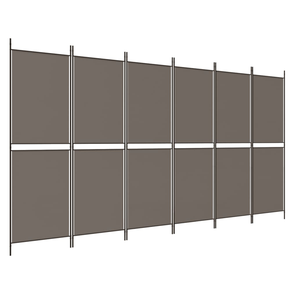 6 Piece Anthracite Folding Screen 300 x 200 cm Fabric