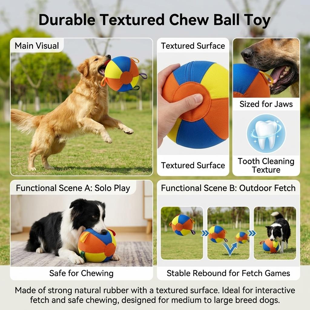 Giant Durable Chew Ball for Medium Large Dogs like Golden Retriever Corgi with Non Toxic Rubber and Anti-Slip Texture