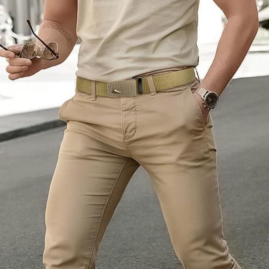 Men Belt with Square Bead Pyramid Decoration Iron Buckle Adjustable Design Jeans Belt Fashion Accessories